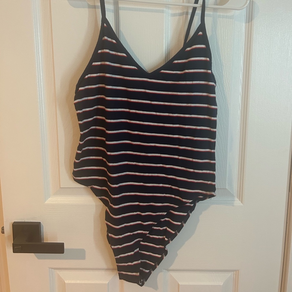 H&M Divided Body Suit- Blue, Red, and White Striped. Size Medium